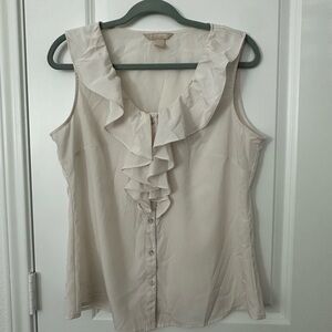 Banana Republic Sleeveless Ruffle Button Down Blouse
